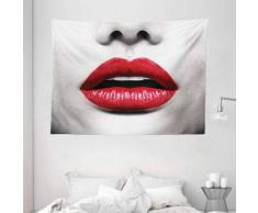 Rot und Schwarz Gobelin von ambesonne, alte schottische Kilt Print gestreift Abstrakt Bold Quadrate Schachbrett wie Bild zum Aufhängen, für Schlafzimmer Wohnzimmer Wohnheim, Ruby, Textil, Multi 15, 80 W By 60 L