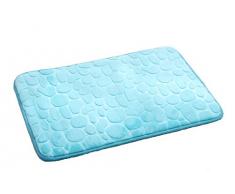 GMMH BADTEPPICH BADVORLEGER BADMATTE STEINOPTIK DUSCHVORLEGER WC Bad 45 X 70 cm (blau)