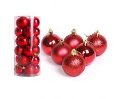 Bruchsichere Christmas Ornaments, Y & M (TM) 24 Weihnachten Colorful Barrel Weihnachtsdekoration Kugeln für Home, im Freien, Weihnachtsbaum, Aluminium, rot