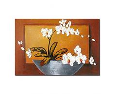 Ölgemälde von Wieco Art, Orchide, modern gespanntes und gerahmtes Blumenkunstwerk, 100 % handbemalt, abstraktes Blumengemälde auf Leinwand, Wandkunst, fertig zum Aufhängen für Wohnzimmer, Schlafzimmer, Raumdekoration