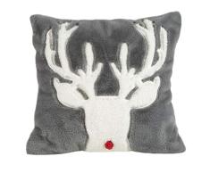 Eurofirany Kissenbezüge Kissenhüllen Couchkissenbezüge Sofakissenbezüge Weihnachten Christmas Muster Elch Dekorationskissen Doppelpack 2er Set Kopfkissenbezüge Dekokissen, Stahlgrau, 45x45cm