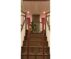 TJ Global Fadenvorhang Raumteiler Tür mit Schleifenfaden, Tapisserie, Fransen, Fensterleiste für Haus, Restaurant, Veranstaltungen, Fotohintergrund – B 99 x H 200 cm (1 x 2 m) W 39 x H 79 (100 CM X 200 CM) rot