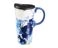 Cypress Home Ceramic Bella Blue Travel Coffee Mug, 17 ounces by Cypress