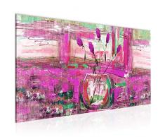 Bilder Abstrakt Blumen Wandbild 100 x 40 cm Vlies - Leinwand Bild XXL Format Wandbilder Wohnzimmer Wohnung Deko Kunstdrucke Pink 1 Teilig - MADE IN GERMANY - Fertig zum Aufhängen 018712b