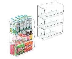 mDesign 6er-Set Aufbewahrungsbox stapelbar – ideal zur Küchen Ablage, im Küchenschrank oder als Kühlschrankbox – durchsichtig