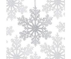 BANBERRY DESIGNS Schneeflocken-Dekorationen, Set mit 6 glitzernden Schneeflocken, Weihnachtsbaum-Ornamenten, ca. 21 cm Durchmesser, zum Aufhängen, Fensterdekoration – Winterwunderland Party Dekorationen