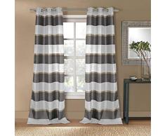 Duck River Textiles – Thia gestreifte Vorhänge aus Kunstseide für Wohnzimmer & Schlafzimmer Set von 2 Paneelen (96,5 x 274,3 cm) – Grau & Taupe