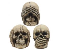Ebros Gothic Alchemy Deko-Figuren mit Totenköpfen See Hear Speak No Evil Grinning Skulls Set von DREI 10,2 cm hohen Halloween-Deko-Ossenhaf-Figuren.