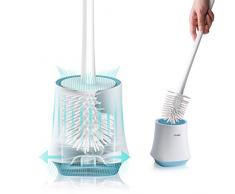 Termichy WC-Bürste und Halter, Langer Griff, versteckte Toilettenbürste mit weichen Borsten für Badezimmer weiß