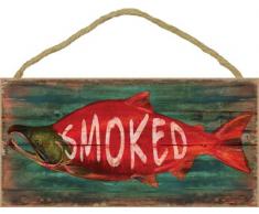 (sjt21519) Smoked (lachs) 12,7 x 25,4 cm Holz Plakette, Schild – mit der Kunstwerken, von Spiegellampe modern Badleuchte Licensing