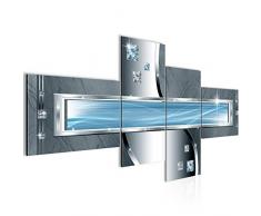 Bilder Abstrakt Wandbild 200 x 100 cm Vlies - Leinwand Bild XXL Format Wandbilder Wohnzimmer Wohnung Deko Kunstdrucke Blau 4 Teilig - MADE IN GERMANY - Fertig zum Aufhängen 021241b