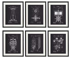 IDIOPIX Tesla 01 Patent Prints Kreidetafel Kunstdruck Set von 6 Prints ungerahmt