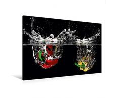 Premium Textil-Leinwand 120 x 80 cm Quer-Format Paprika Wasser | Wandbild, HD-Bild auf Keilrahmen, Fertigbild auf hochwertigem Vlies, Leinwanddruck von FrÃ¼chtefreund