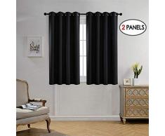 miuco Verdunkeln Tülle Strukturierte eingewoben Blackout Vorhänge für Wohnzimmer Vorhang Panels Set von 2..., metall, schwarz, 52x63 Inch