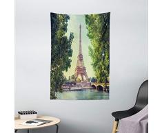 ambesonne Home Collection, Sommer Landschaften Wasserfall Blooming Blumen lila Sunshine natur Paradise Polyester-Bild,-Badezimmer Dusche Vorhang, 213,4 cm Extra Lang, Rot gelb Grün