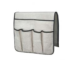 Ruosaren Leinen-Sofa Stuhl Armlehne Organizer Couch Sessel Caddy mit 7 Taschen, Fernbedienungshalterung, Zeitschriftenhalter, Aufbewahrung, Organizer, drapiert über Sofa, Couch, Lehnstuhl Armlehne weiß