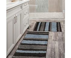 hebe Anti-Rutsch-Mikrofaser-Teppich und Läufer für Badezimmer, extra weich, dick, wasserabsorbierend, maschinenwaschbar Z Mocha 26x18+32x20