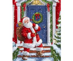 Safdie & Co. Überwurf, Weihnachtsmann bei der Tür, sehr weich, 50 x 60 cm, Grau