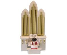 Engel mit Orgel - Rote Flügel - stehend - 6cm / Weihnachtsengel - Original Erzgebirge Engel -Kunstgewerbe Uhlig