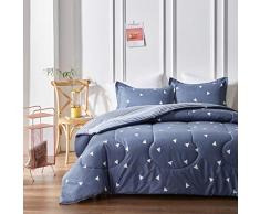 Uozzi Bettdecken-Set, wendbare Daunen, Alternative Bettdecken-Sets aus Mikrofaser (1 Steppdecke + 2 Kissenbezüge) King(101x88) Blaugraue Dreiecke