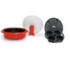 Microhealth Pfannenset, antihaftbeschichtet, für die Mikrowelle, 4 Stück, Rot