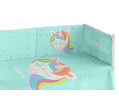 Pooch Unicorn Bettumrandung, Außenseite: 100% Baumwolle, Innenseite: silikonisierte Hohlfaser, Grün, 60