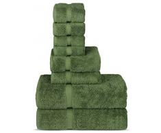 Chakir Turkish Linens Handtuch-Set in Hotel- und Wellness-Qualität, sehr saugfähig Set of 8 - Towel Set moos