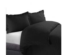Royal Hotel s Solid 300-thread-count 3 Knopfverschluß, Bettbezug Set, 100 Prozent Baumwolle, Satin, 100% Baumwolle King/California-King schwarz