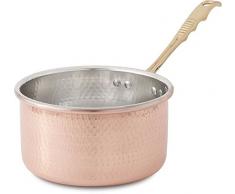 Cu Artigiana Luxury Line Stielkasserolle hoch mit 1 Griff, Kupfer, braun, 20 cm