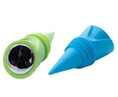 True Stoffe stabilen und sicheren Set von 2 Silikon Stopper Wein 1 Stück grün / blau