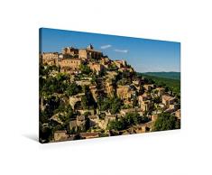 Calvendo Premium Textil-Leinwand 90 cm x 60 cm quer, Gordes im Abendlicht | Wandbild, Bild auf Keilrahmen, Fertigbild auf echter Leinwand, Leinwanddruck: Stadt in der Provence Orte Orte