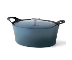 Cuisinox C61180WX31858 Volcan Bräter, oval, 29 cm, Gusseisen, emailliert, Denimblau, mit Deckel