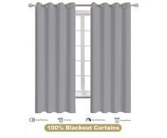 Shreem Linen Vorhänge für Schlafzimmer – Fensterbehandlung, thermoisoliert, solide Ösenvorhänge für Wohnzimmer, Set mit 2 Paneelen Modern W60 x L84 Hellgrau massiv