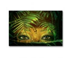 Calvendo Premium Textil-Leinwand 90 cm x 60 cm Quer, Dschungelaugen im Regenwald | Wandbild, Bild auf Keilrahmen, Fertigbild auf Echter Leinwand, Leinwanddruck: Braune Augen Menschen Menschen
