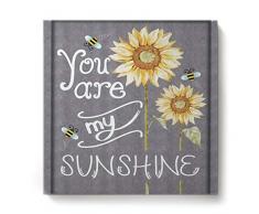 Quadratische Leinwandbild, Ölgemälde für Schlafzimmer, Wohnzimmer, Heimdekoration, Halloween, Spinnennetz, Spinne, Fledermaus, Schwarz und Weiß 20 x 20 Inch You Are My Sunshineyag5957