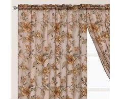 GOHD Golden Ocean Home Decor Roman Romance Ausgebrannter Organza-Vorhang, Bedruckt. 2 Vorhänge mit Rückseiten-Set, 2 Organza-Vorhänge, 1 Volant Garten 55 x 84 inches x 2pcs braun