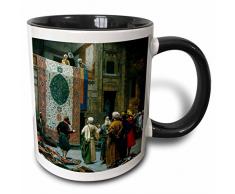 3dRose Teppich von Jean-Leon Gerome-Two Ton Becher, Keramik, Schwarz, 10.16 cm x 7,62 x-Uhr