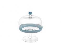 H&H Etagere mit Kuppel, Glas, Transparent/Blau, 22 cm/Durhmesser 18 cm