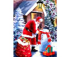 Huacan DIY 5D Diamant Malen nach Zahlen Kit Full Square Strass Stickerei Kristall Kreuzstich Ornamente Kunst Craft Supply Wand Decor 30x40cm/11.8x15.7in Weihnachtsmann 4#