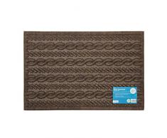 JVL Umweltfreundlich Knit Design Schaber Fußmatte, geflochten 40 x 60 cm, 100% PET Polyester, 15% recyceltem Gummi hergestellt, Braun, 40 x 60 x 1 cm