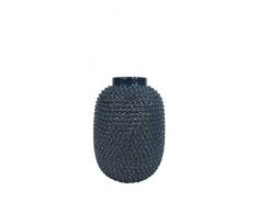 Benzara BM190370 Tischvase, rund, mit Spitzen, Keramik, Blau