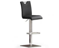 Robas Lund Barhocker Schwarz mit Lehne Barstuhl drehbar 180 Grad, Hocker höhenverstellbar, PU BAR.DO
