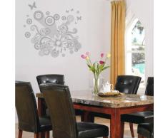 INDIGOS 4052166140812 Wandtattoo w651 Partei schöne Schmetterlinge und Blumen Wandaufkleber 120 x 115 cm, silber