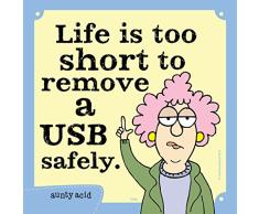 Tree-Free Greetings Baumfreie Grüße Premium Kühlschrank Magnet, 8,9 x 8,9 cm, Aunty Acid USB Entnahme (mg97482)