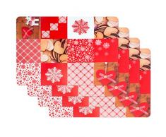Venilia Mountain Tischset Platzset für Esszimmer Red Mountauin Love, 4er Set abwischbar Polypropylen, lebensmittelecht, 45 x 30 cm, 4 Stück, 59065, Kunststoff