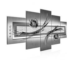 Bilder Abstrakt Wandbild 200 x 100 cm Vlies - Leinwand Bild XXL Format Wandbilder Wohnzimmer Wohnung Deko Kunstdrucke Grau 5 Teilig - MADE IN GERMANY - Fertig zum Aufhängen 102851c