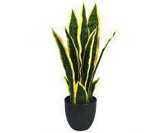 Kunstpflanze Sansevieria Schlangenpflanze mit schwarzem Kunststoff-Pflanzgefäß Grünpflanze Perfekte künstliche Agave Kunstpflanze im Topf für Zuhause Büro Indoor und Outdoo Dekor 17.3 / 12 Leaves