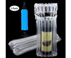 yunko 6 PCS Spalte Wein Flasche Displayschutzfolie Lecksicher Travel Transport Wein Taschen Tragbar aufblasbar Air Verpackung Bubble Tasche Wrap Travel Accessory Pack Dämpfung in Gepäck und Koffer