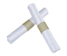 MXKJ-STORE Gold Serviettenringe Strass Mesh Verzierung für Hochzeit Abendessen Party Diamant Serviettenhalter Kunststoff Stuhl Schärpe Schleifen DIY Dekoration Kristall Serviette Schnalle Silber Gold