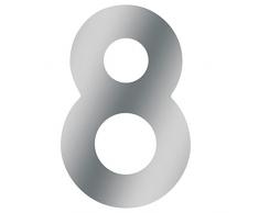 Metafranc Hausnummer 8 - Edelstahl - 120 mm - 3D Design - Gute Lesbarkeit - Individuelle Kombinationsmöglichkeiten / Beschriftung / Kennzeichnung / Ziffer / Haustür / Hauswand / Gartentor / 424077